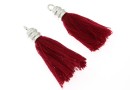 Earring decor,  925 silver, red, 36mm - x1