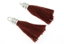 Earring decor,  925 silver, maroon, 36mm - x1