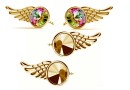 Earring findings angel wings, gold plated 925 silver, rivoli 6mm - x1pair