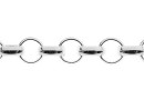 Chain, per foot, rhodium plated 925 silver, 50cm - x1