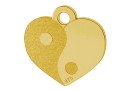 Pendant, Yin Yang heart, 925 silver gold plated, 10mm - x1