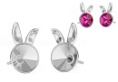 Earring findings bunny, 925 silver, rivoli 6mm - x1pair