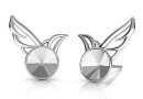 Earring findings, wing, 925 silver, rivoli 6mm - x1pair