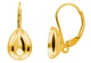 Earring findings, gold plated 925 silver, for Swarovski 4320 10x7mm - x1pair