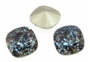Swarovski, fancy square, aquamarine black patina, 12mm - x1