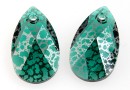 Swarovski, pandantiv picatura, emerald silver patina, 16mm - x1