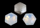 Swarovski 4683, fantasy hexagon, white opal, 8mm - x2