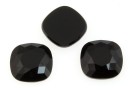 Swarovski, cabochon cushion, jet, 7mm - x2