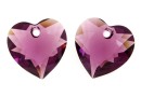 Swarovski, pandantiv inima, amethyst, 8mm - x2