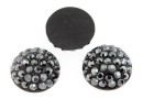 Swarovski, pave cabochon, jet hematite, 6mm - x1