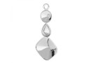 Pendant base, 925 silver, rivoli 6mm and fancy drop and square - x1