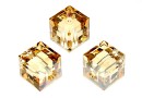 Swarovski, cube bead, golden shadow, 12mm - x1
