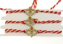 Bratara martisor, inima cu mana lui Fatima cu cristale, 24x16mm - x3