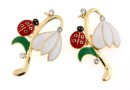 Brosa martisor, ghiocelcu cristale, 41x27mm - x1