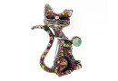 Brosa, pisica cu cristale, 50x32mm - x1