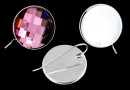 Earring findings, rhodium plated 925 silver, tray for 20mm - x1pair