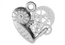 Pandantiv inima mecanica, argint 925, 14mm  - x1