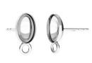 Earring findings, 925 silver, 4120 fancy rivoli 8x6mm - x1pair