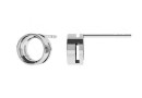 Earings for rivoli or chaton 6mm, rhodium plated 925 silver, 15mm - x1pair