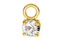 Pendant crystal, gold plated 925 silver, 3.5x6.5mm - x1