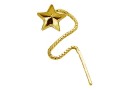 Earring findings, gold plated 925 silver, chain, for Swarovski star 10mm - x1pair