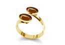 Ring base,  gold plated 925 silver, for 2 fancy rivoli 4122, 14x10mm, adjustable, - x1