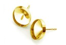 Earring findings, gold plated 925 silver, fancy rivoli 14x10mm - x1pair