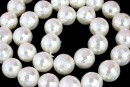Perle tip Mallorca, rotund fatetat, alb, 6mm