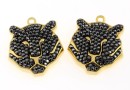 Swarovski, pave pendant gold-plated, tiger, hematite 19x16mm - x1