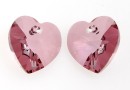 Swarovski, pandantiv inima, antique pink, 14mm - x2