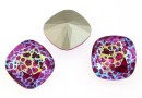 Swarovski, fancy square, fuchsia white patina, 12mm - x1