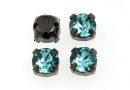 Swarovski, chaton montees negru gun- light turquoise, 3.5mm - x20