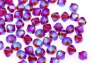 Swarovski, bicone bead, scarlet aurore boreale 2x, 4mm - x20
