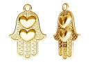 Pendant, gold plated 925 silver, Hamsa hand - x1