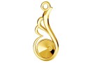 Pendant base, gold plated 925 silver, wing, rivoli 6mm - x1