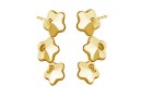 Earring base, gold plated 925 silver, 3 fancy flower 6mm - x1pair