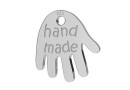 Pendant hand, hand made, 925 silver rhodium plated, 10mm  - x1