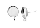 Earring findings, bar, 925 silver, cabochon 10mm - x1pair