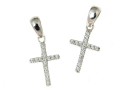 Cross pendant with crystals, rhodium plated 925 silver, 20mm  - x1