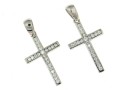 Cross pendant with crystals, rhodium plated 925 silver, 26mm  - x1