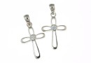 Cross pendant with crystals, rhodium plated 925 silver, 26mm  - x1