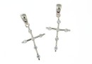 Cross pendant with crystals, rhodium plated 925 silver, 25mm  - x1