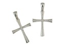 Cross pendant with crystals, rhodium plated 925 silver, 29mm  - x1