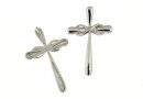 Cross pendant with infinity, rhodium plated 925 silver, 26mm  - x1