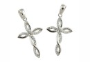 Pandantiv cruce cu cristale Swarovski, ag 925 rodiat, 30mm  - x1