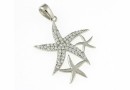 Starfish pendant with crystals, rhodium plated 925 silver, 31mm  - x1