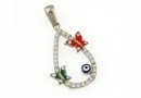 Stars pendant with crystals, rhodium plated 925 silver, 28mm  - x1