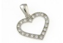 Heart pendant with crystals, rhodium plated 925 silver, 22mm  - x1