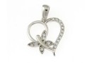 Butterfly heart pendant with crystals, rhodium plated 925 silver, 22mm  - x1