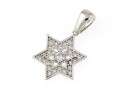 Star of David pendant with crystals, rhodium plated 925 silver, 23mm  - x1